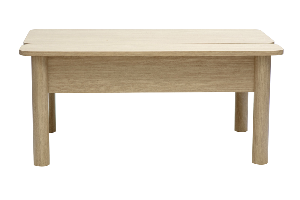 Mesa baja elevable acabado madera roble L100 cm BOLSO
