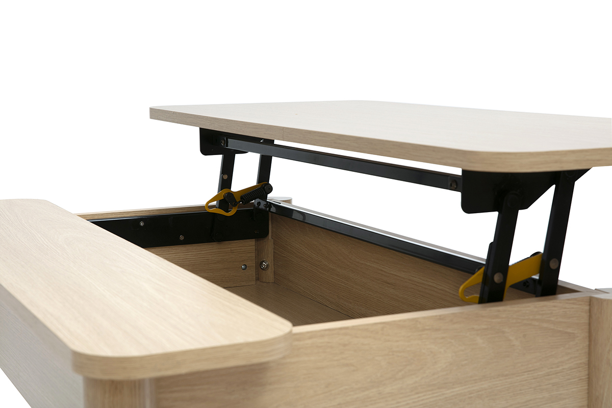 Mesa baja elevable acabado madera roble L100 cm BOLSO