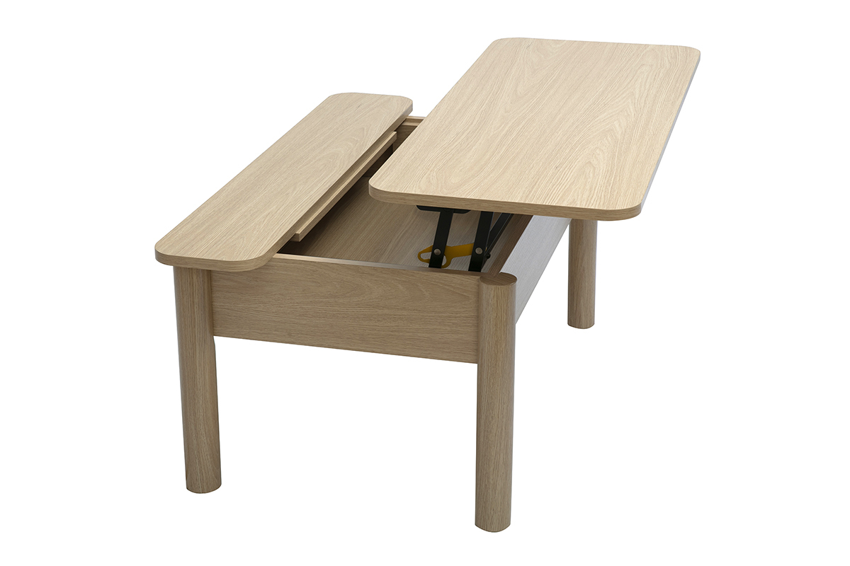 Mesa baja elevable acabado madera roble L100 cm BOLSO
