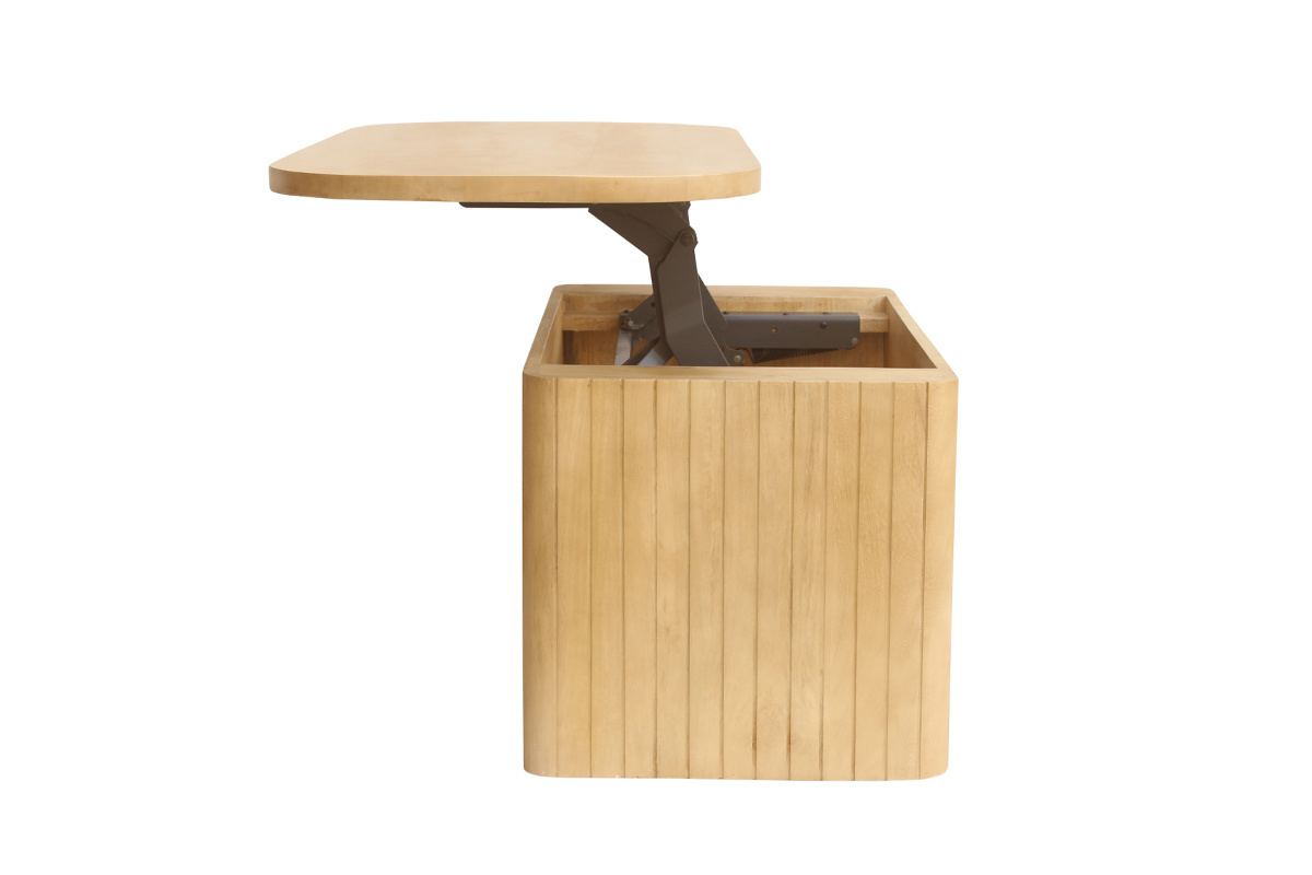 Mesa baja elevable rectangular de madera de mango maciza L100 cm LATIGO