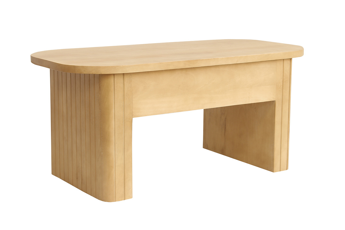 Mesa baja elevable rectangular de madera de mango maciza L100 cm LATIGO