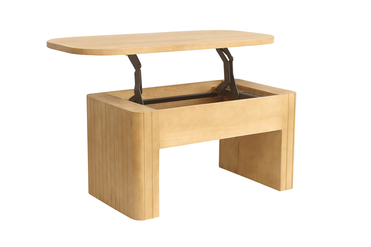 Mesa baja elevable rectangular de madera de mango maciza L100 cm LATIGO