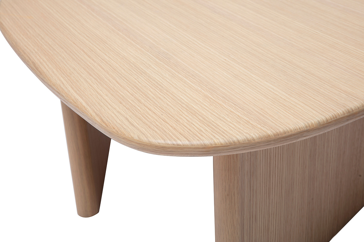 Mesa baja forma org�nica en madera clara roble L85 cm ONDINE