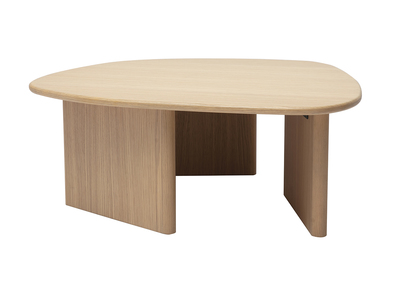 Mesa baja forma org&aacute;nica en madera clara roble L85 cm ONDINE