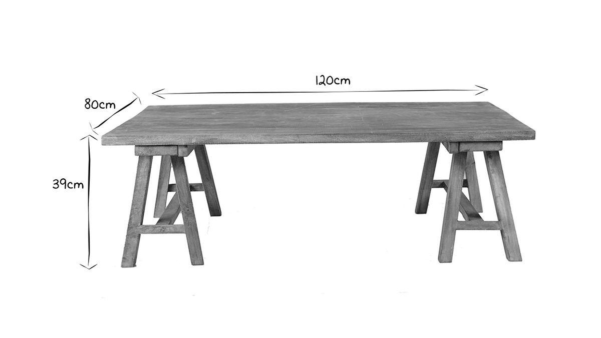 Mesa baja industrial de madera ANTIQUA