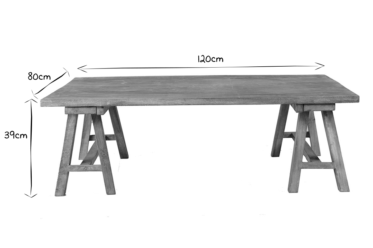 Mesa baja industrial de madera ANTIQUA