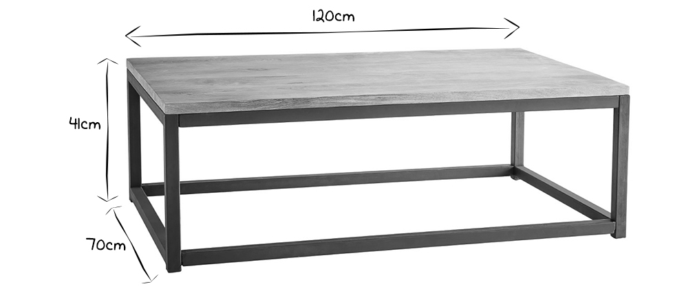 Mesa baja industrial de madera y metal FACTORY