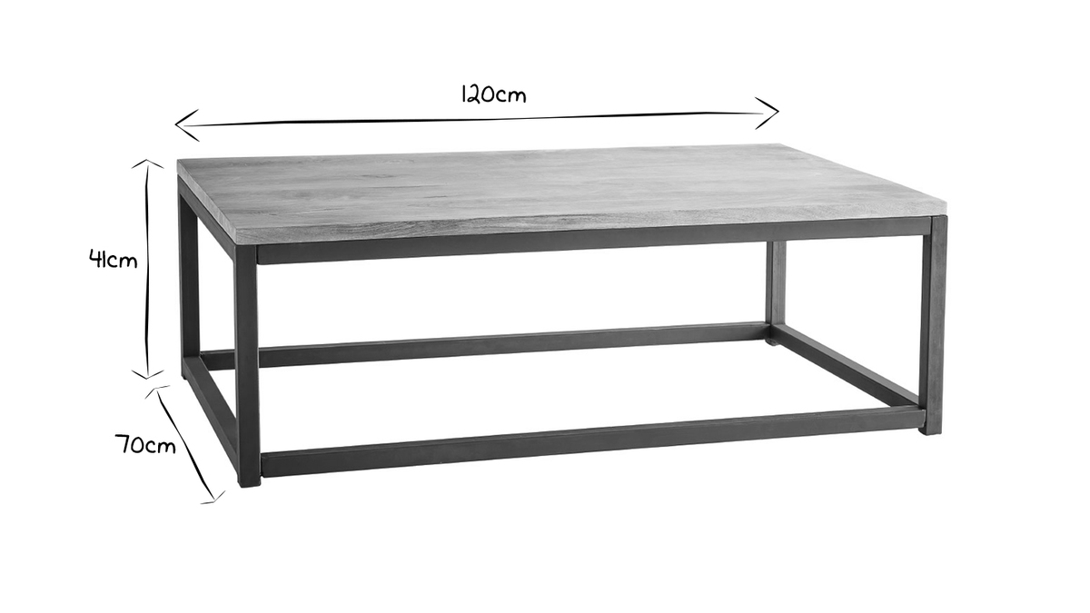 Mesa baja industrial de madera y metal FACTORY