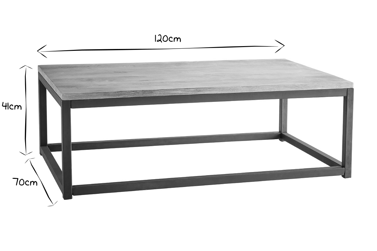 Mesa baja industrial de madera y metal FACTORY