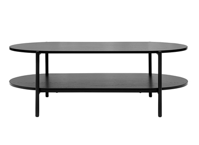 Mesa baja ovalada acabado en madera negra y metal L115 cm BRUNA