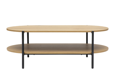 Mesa baja ovalada acabado madera clara roble y metal L115 cm BRUNA