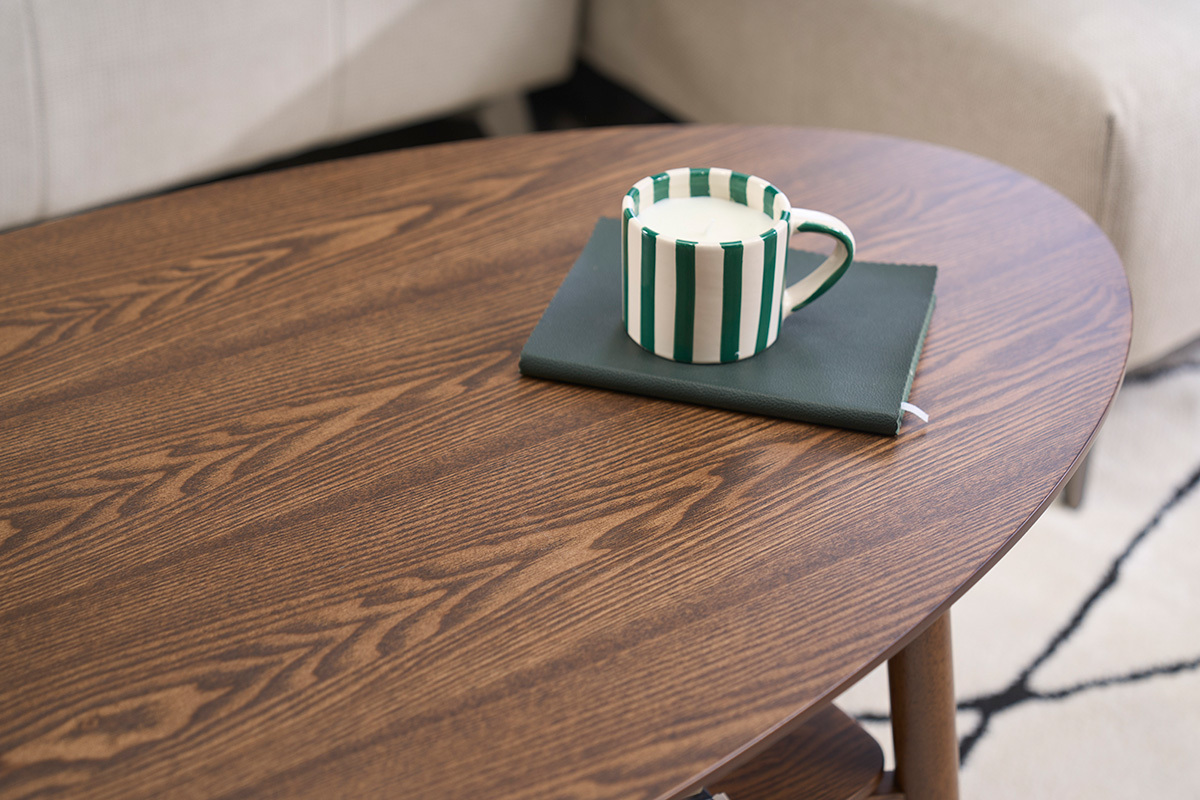 Mesa baja ovalada de madera oscura L120 cm HANAE