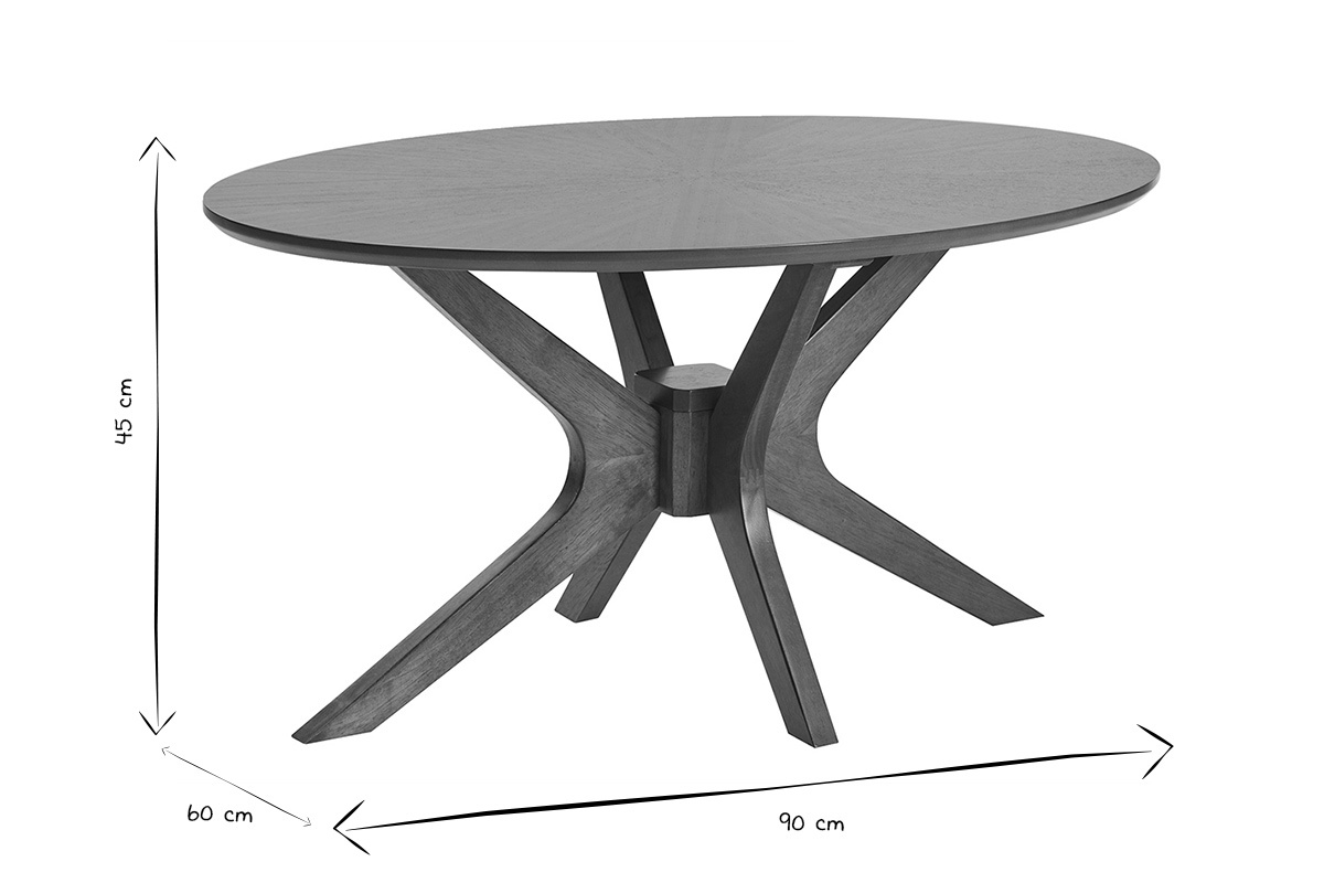 Mesa baja ovalada madera oscura nogal L90 cm DIELLI