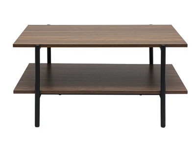 Mesa baja rectangular con acabado en madera de nogal oscuro y metal negro L80 cm PIPPA