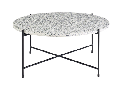 Mesa baja redonda de dise&ntilde;o en terrazzo y metal negro D81 cm MEZZO