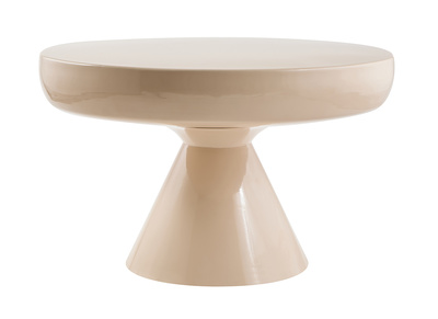 Mesa baja redonda de metal esmaltado beige D59 cm AMINA
