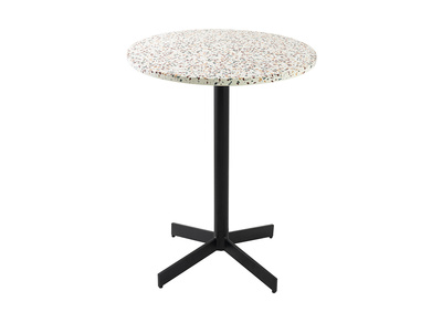 Mesa Bistr&oacute; Redonda de Terrazzo y Metal Negro D60 cm MEERA