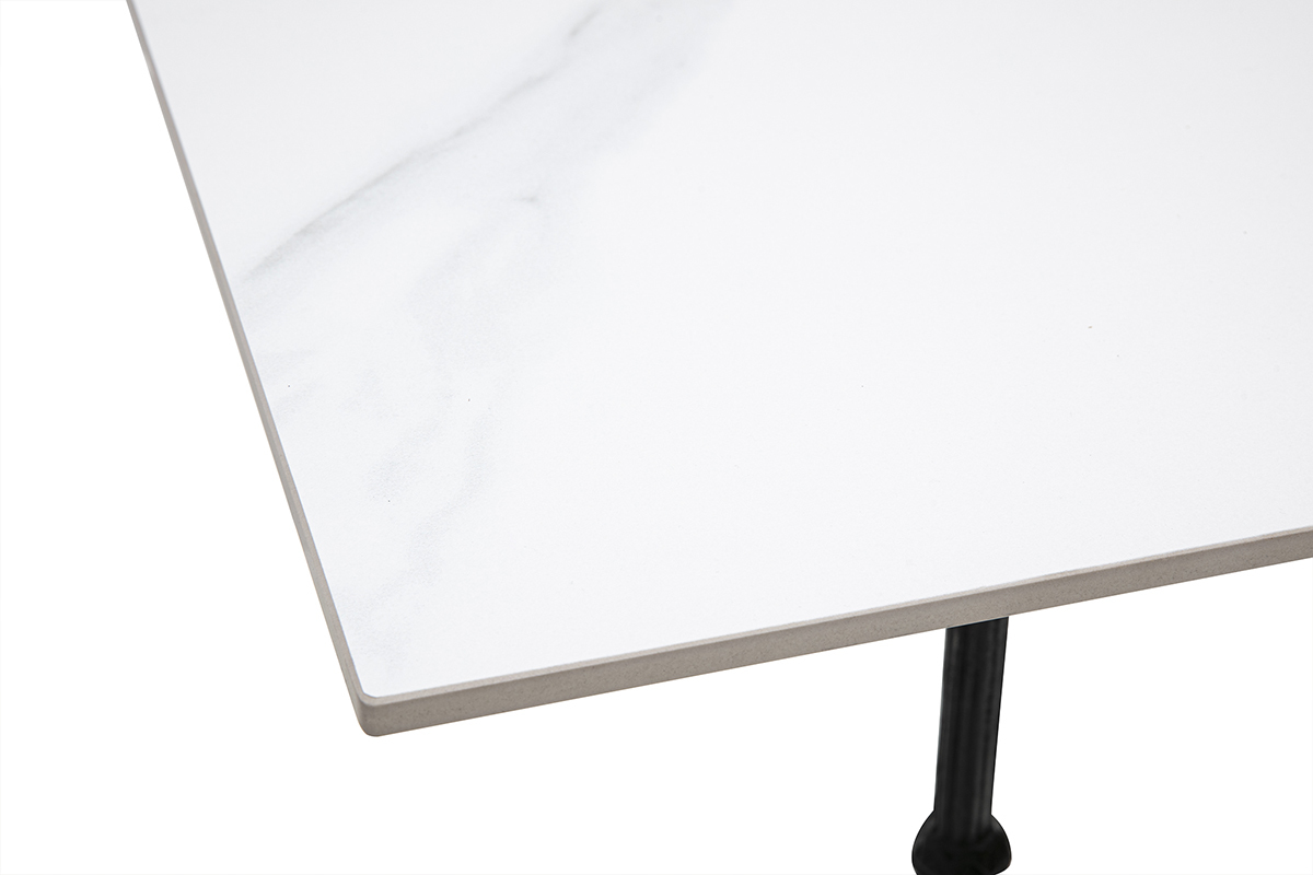 Pie de hierro fundido negro de la mesa bistr� CONTY con tablero de m�rmol.