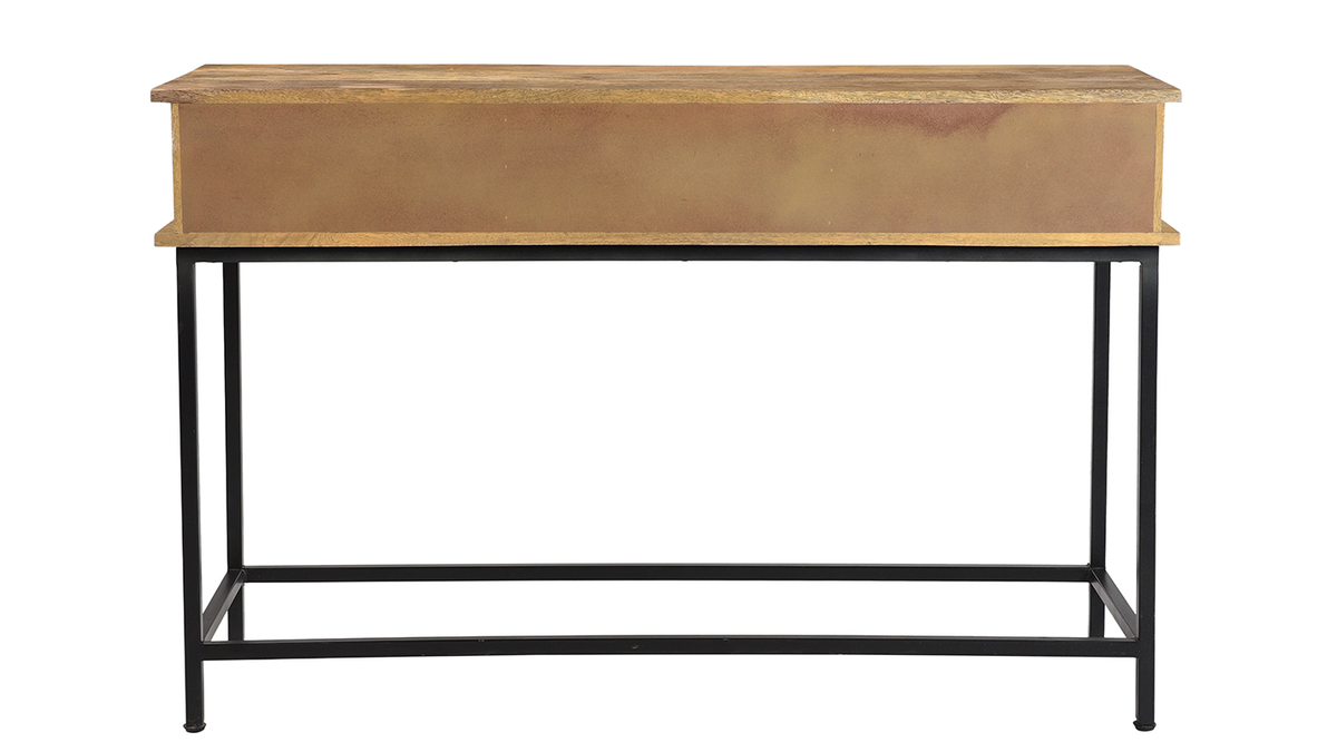 Mesa consola con 3cajones de madera de mango maciza y metal 120cm AROK