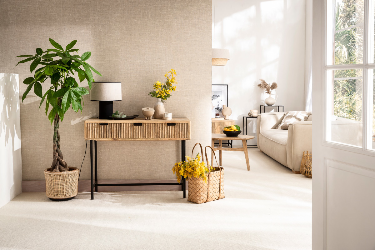 Mesa consola con 3cajones de madera de mango maciza y metal negro 100cm MORISSON