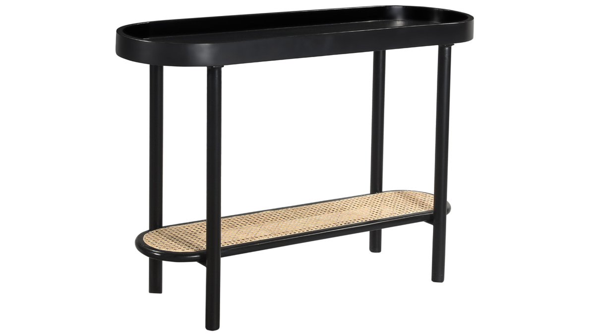 Mesa consola con tablero ovalado de madera negra y ratn 115 cm MACAO
