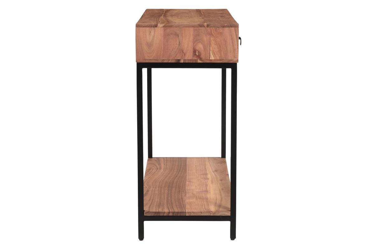 Mesa consola de acacia y metal con 2cajones 80cm AXELLE