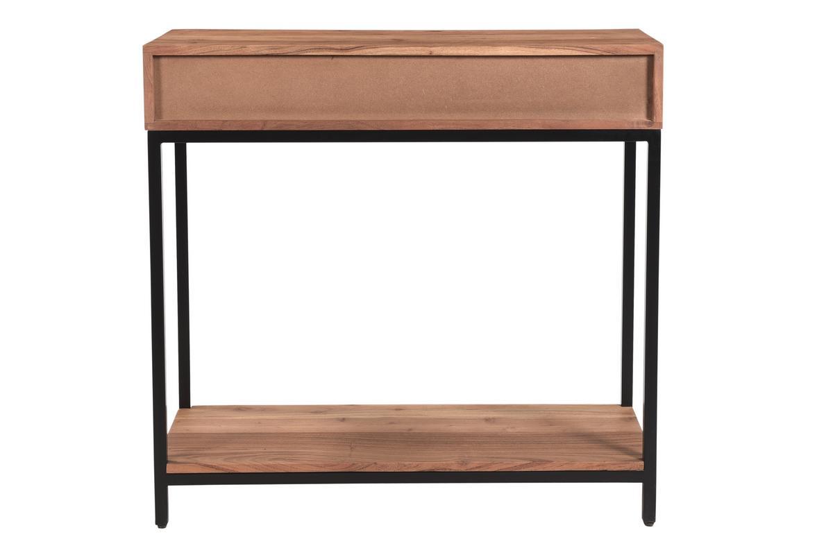 Mesa consola de acacia y metal con 2cajones 80cm AXELLE