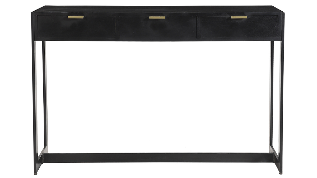Mesa consola de diseo con cajones negros y dorados 115 cm AVIDAN