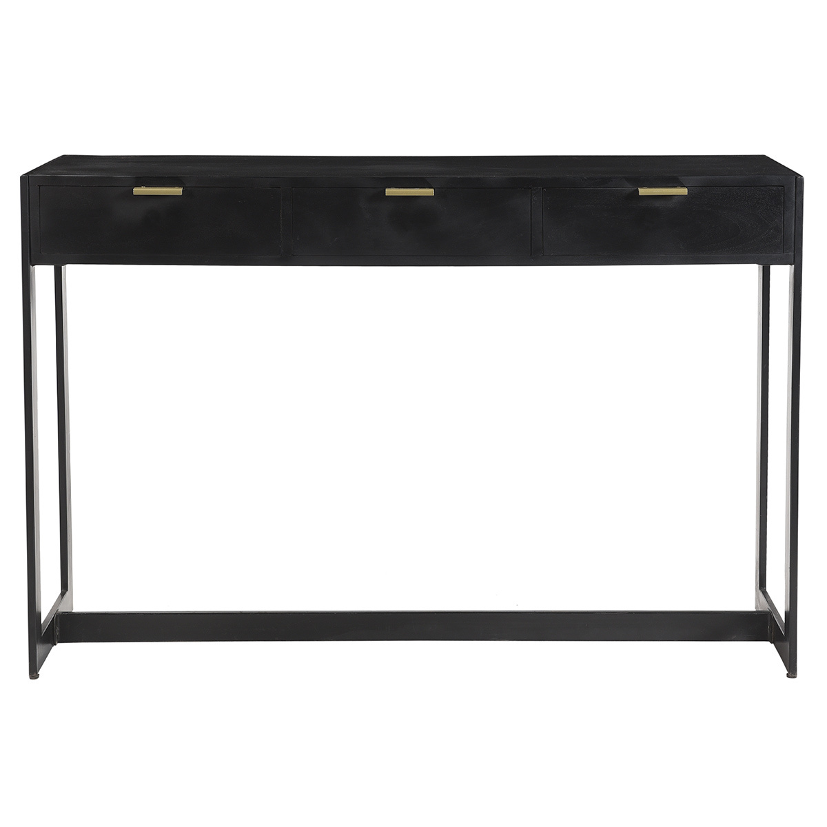 Mesa consola de diseño con cajones negros y dorados 115 cm AVIDAN