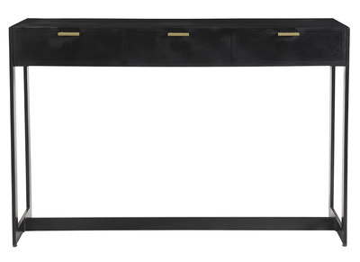 Mesa consola de diseño con cajones negros y dorados 115 cm AVIDAN
