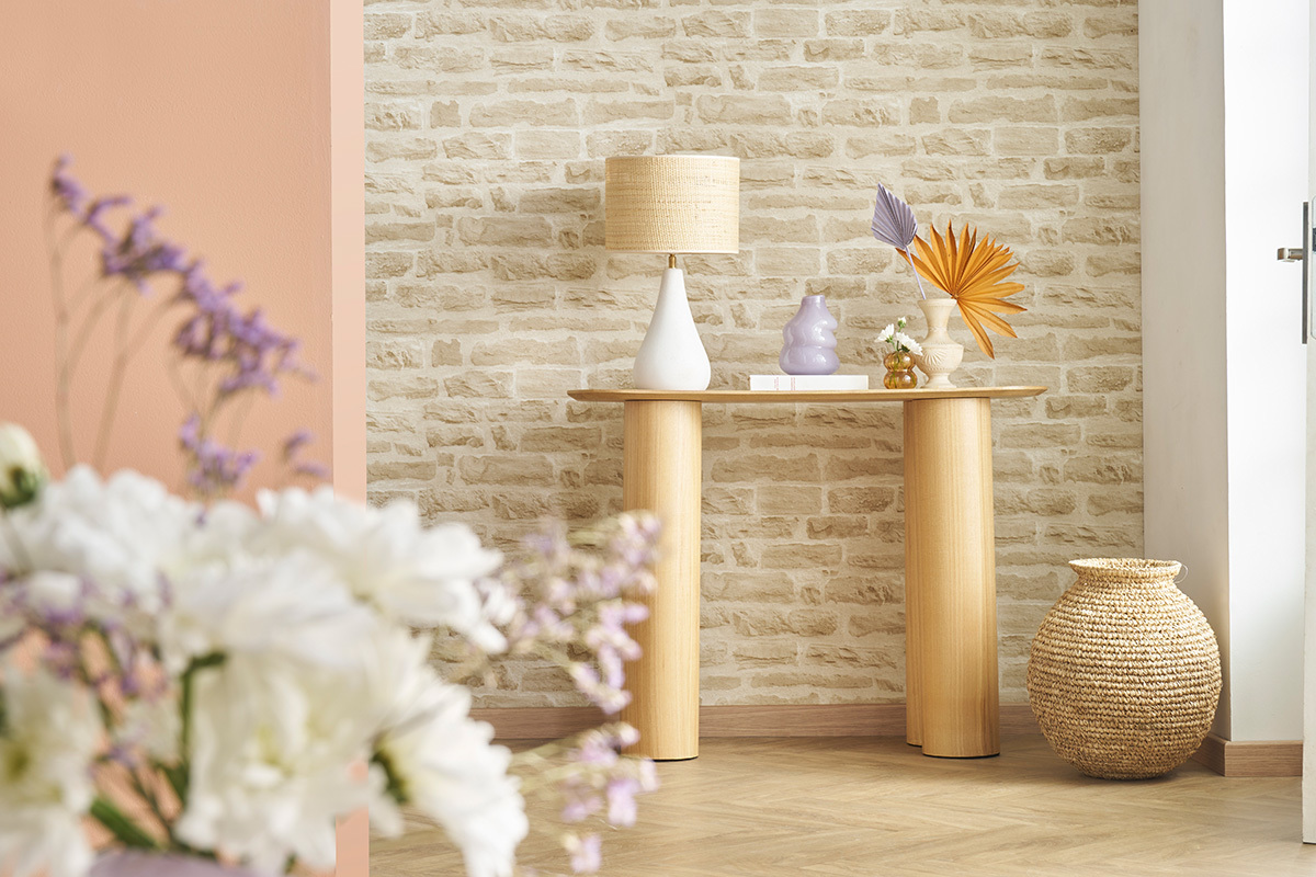 Mesa consola de diseo de madera clara 100 cm FOLEEN