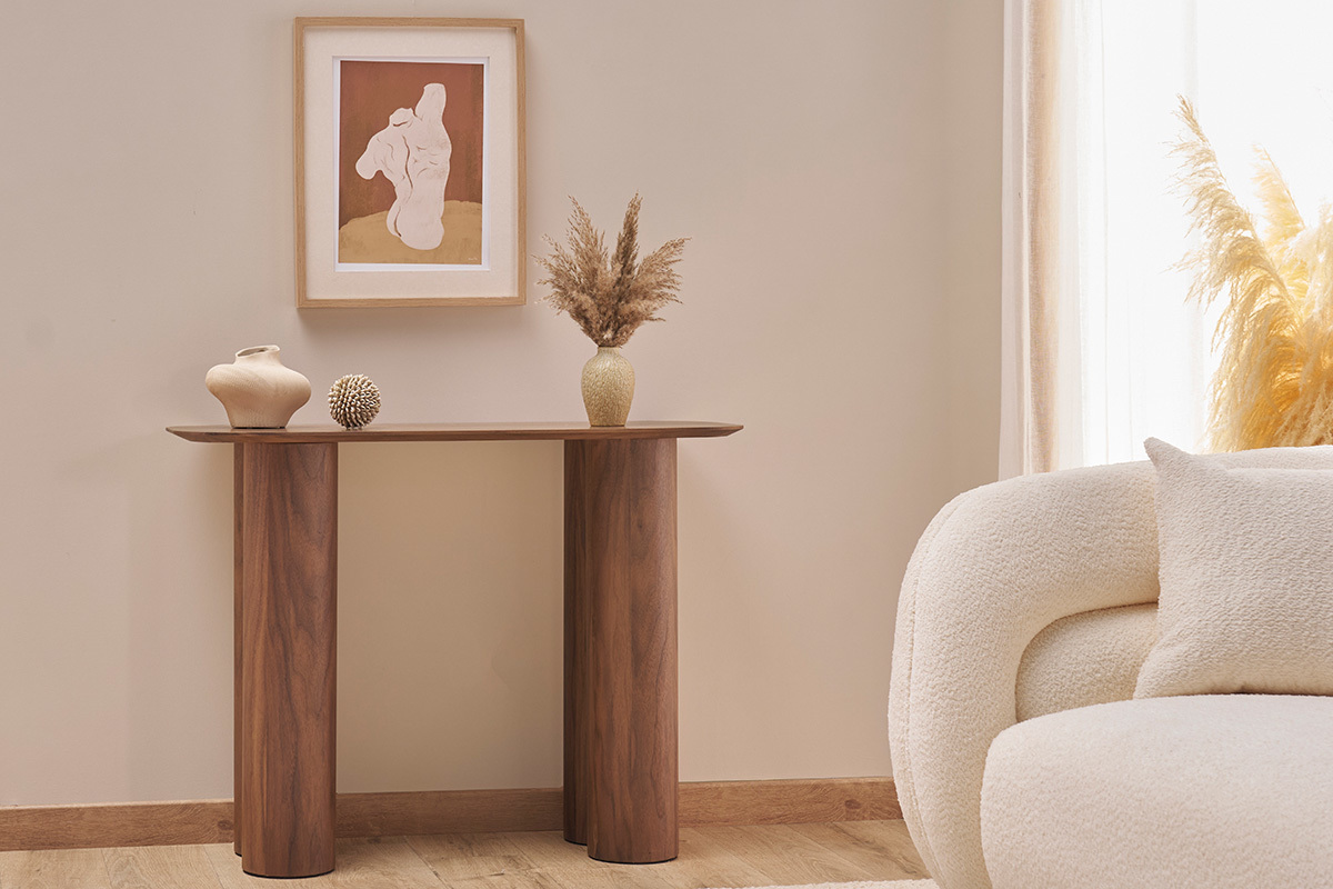 Mesa consola de diseo de madera oscura 100 cm FOLEEN