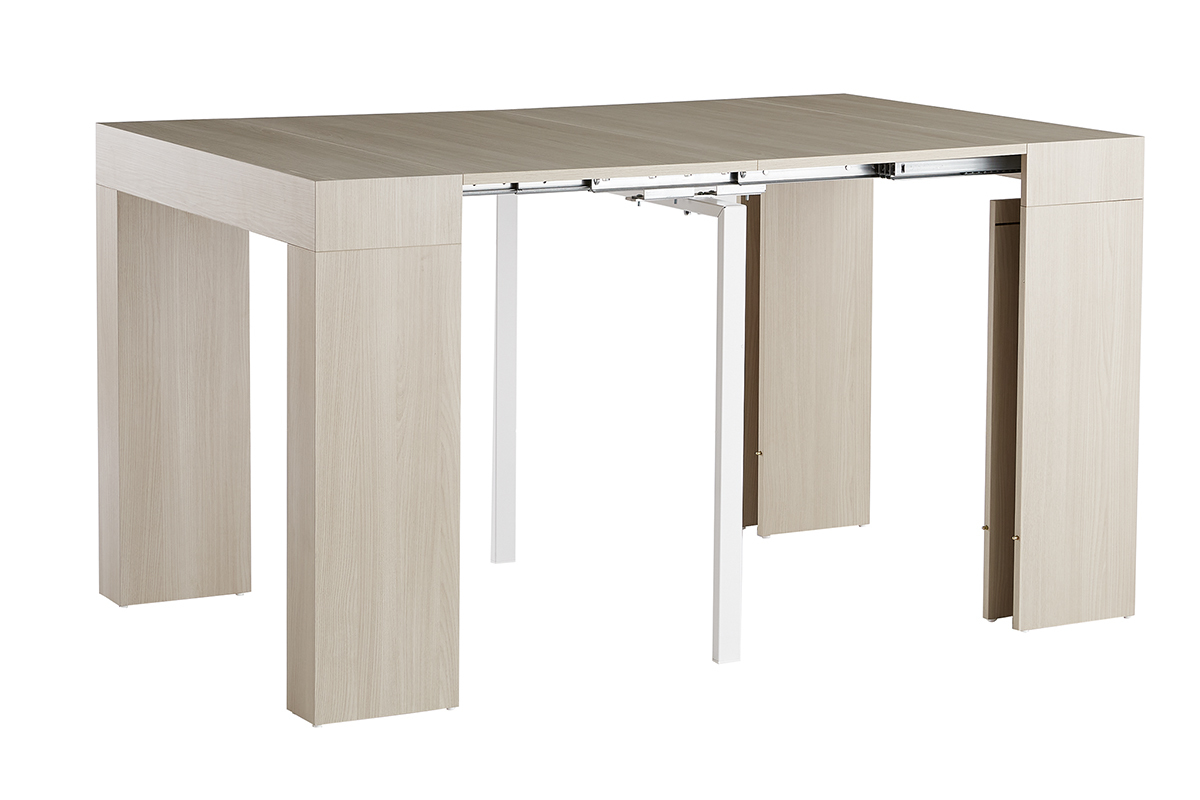 Mesa consola de diseo extensible con acabado roble 46-291cm COMO