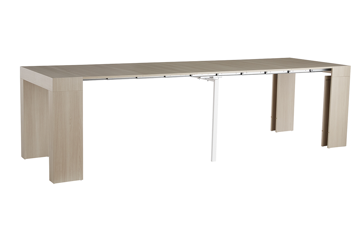 Mesa consola de diseo extensible con acabado roble 46-291cm COMO