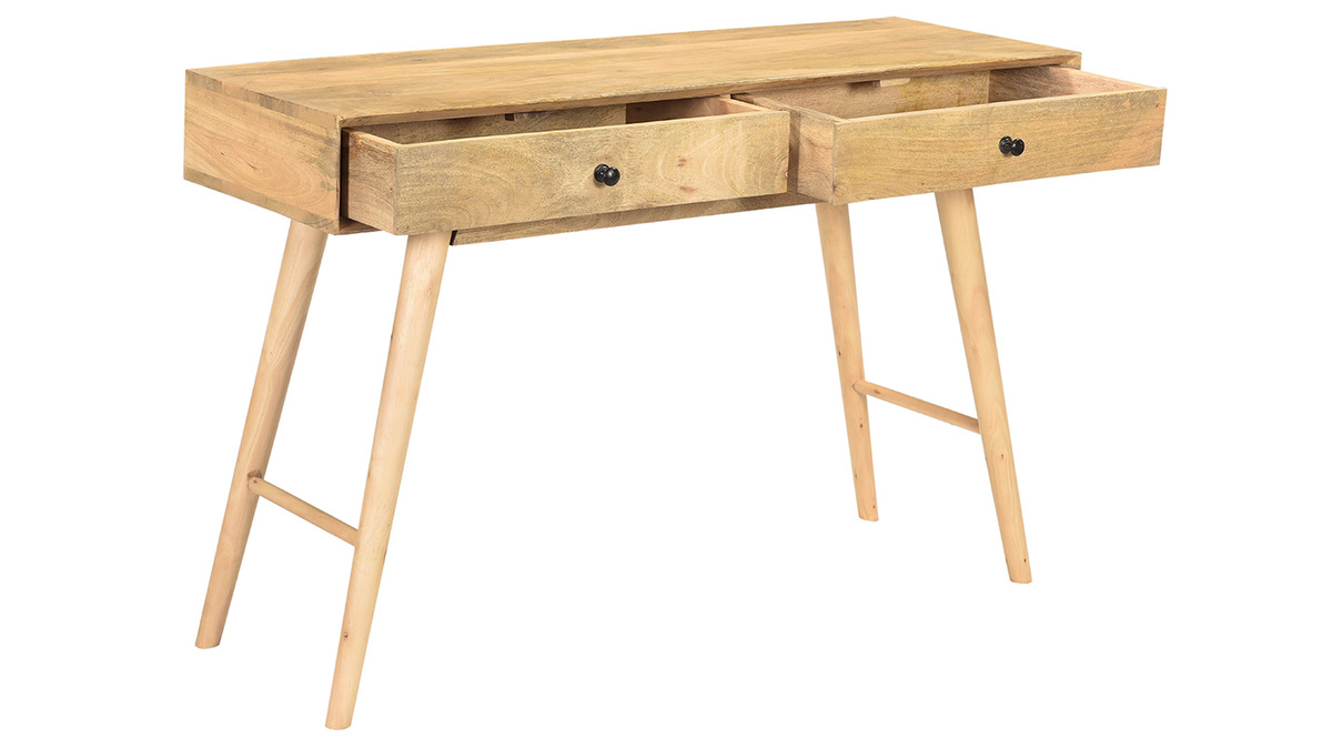 Mesa consola de madera de mango maciza con dos cajones 120cm CRAIG