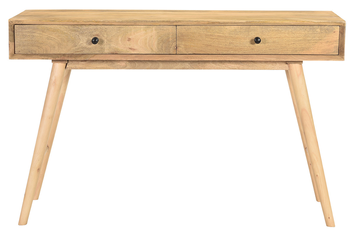 Mesa consola de madera de mango maciza con dos cajones 120cm CRAIG