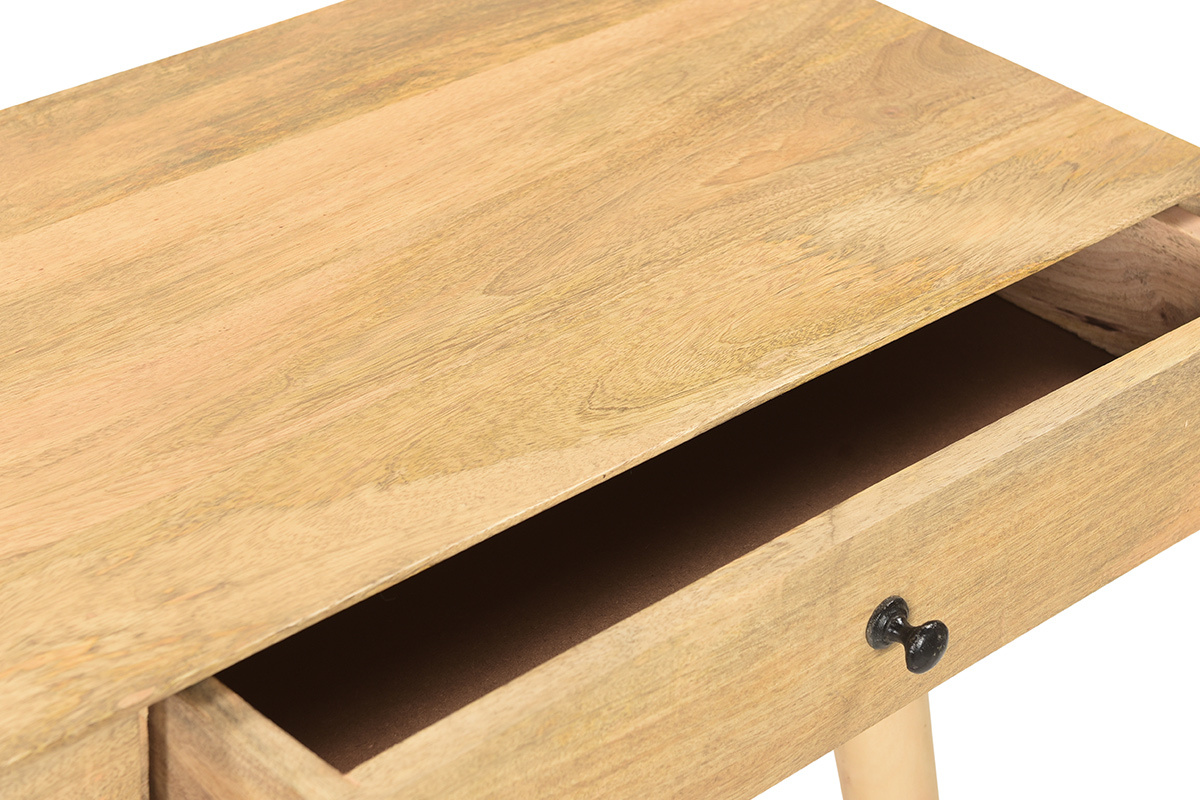 Mesa consola de madera de mango maciza con dos cajones 120cm CRAIG