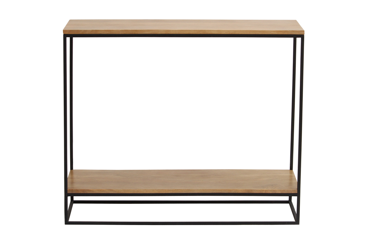 Mesa consola de mango macizo y metal negro 90cm IGGY