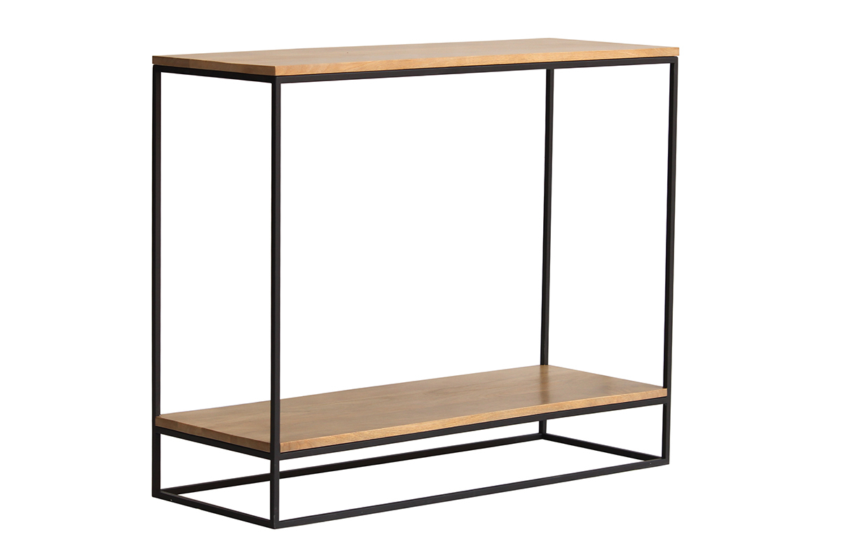 Mesa consola de mango macizo y metal negro 90cm IGGY