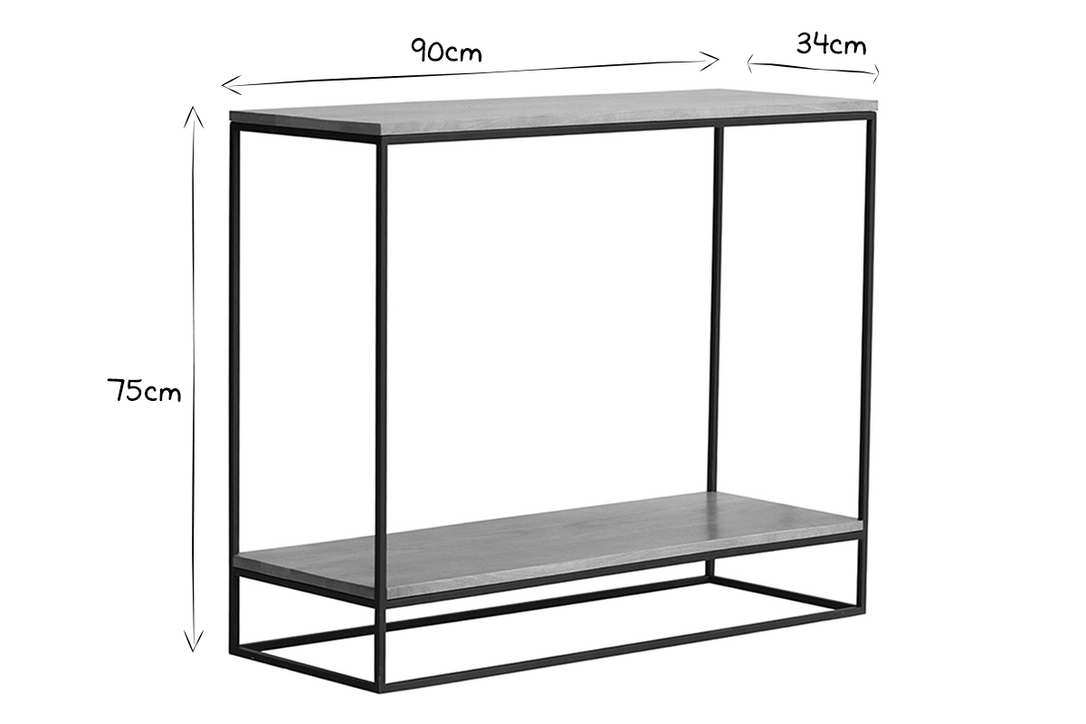 Mesa consola de mango macizo y metal negro 90cm IGGY