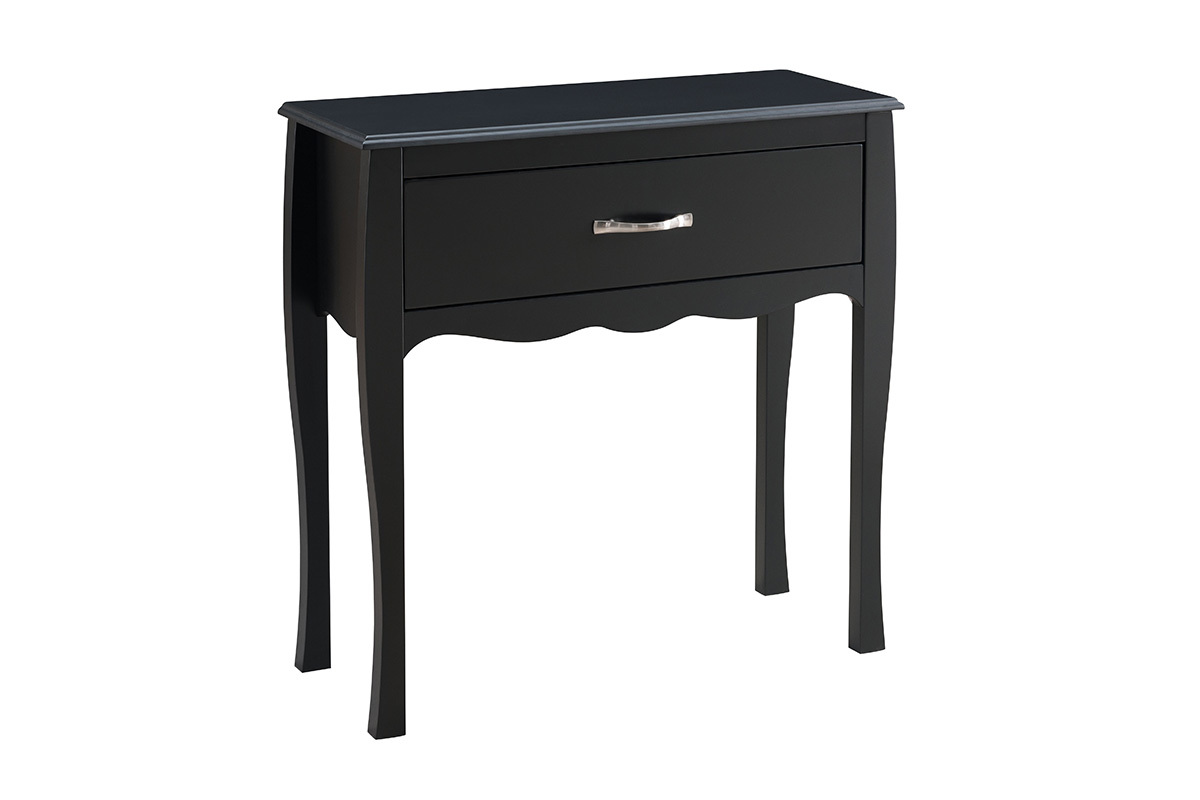 Mesa consola diseo clsico lacado negra 1 cajn MARGOT