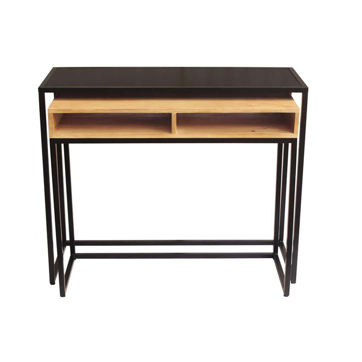 Mesa consola / escritorio de madera de mango maciza y metal 100 cm YPKA