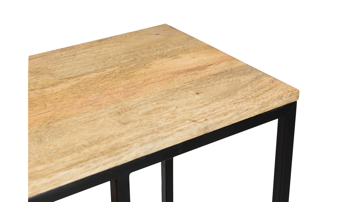 Mesa consola industrial de madera de mango maciza y metal 100cm MERYN