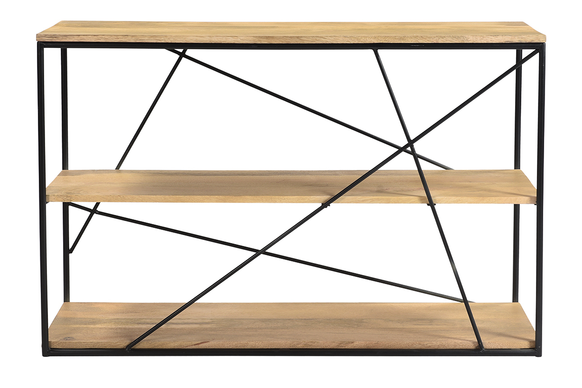 Mesa consola industrial de madera de mango maciza y metal 115cm MAESTRO