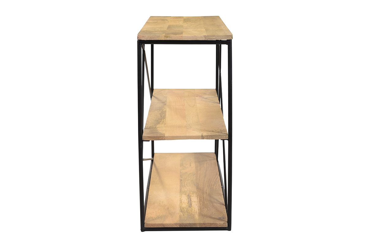 Mesa consola industrial de madera de mango maciza y metal 115cm MAESTRO