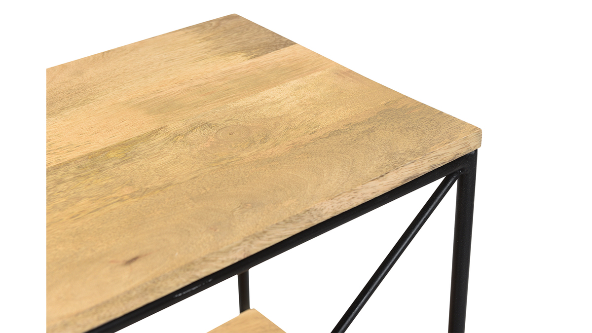 Mesa consola industrial de madera de mango maciza y metal 115cm MAESTRO