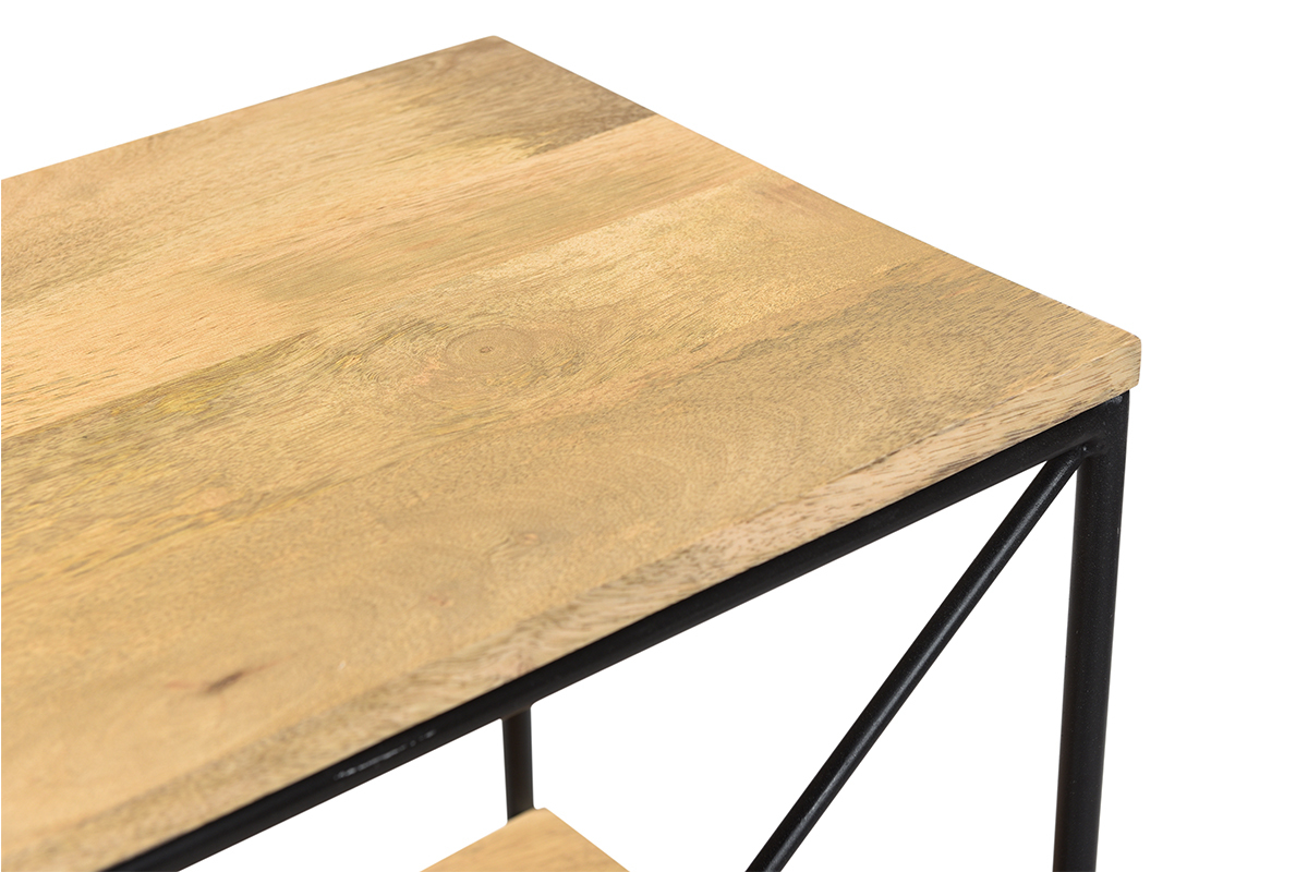 Mesa consola industrial de madera de mango maciza y metal 115cm MAESTRO