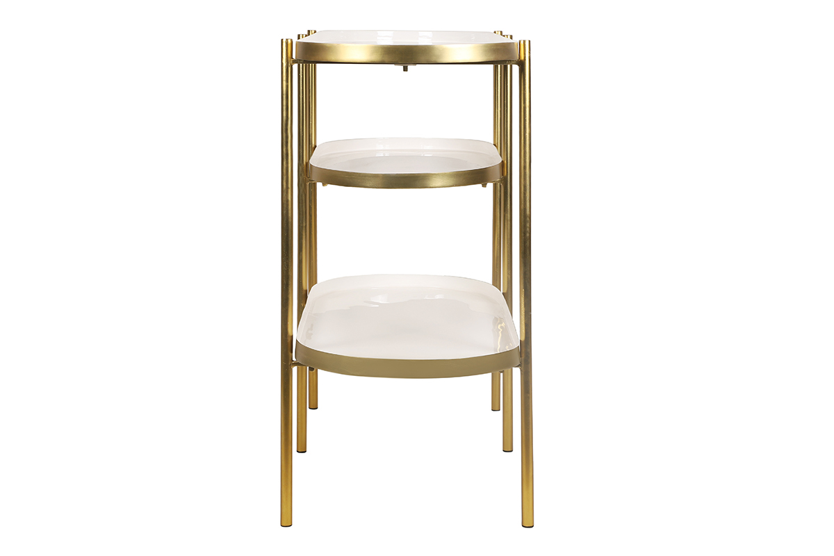 Mesa consola lacada blanca con metal cepillado dorado ZURIA