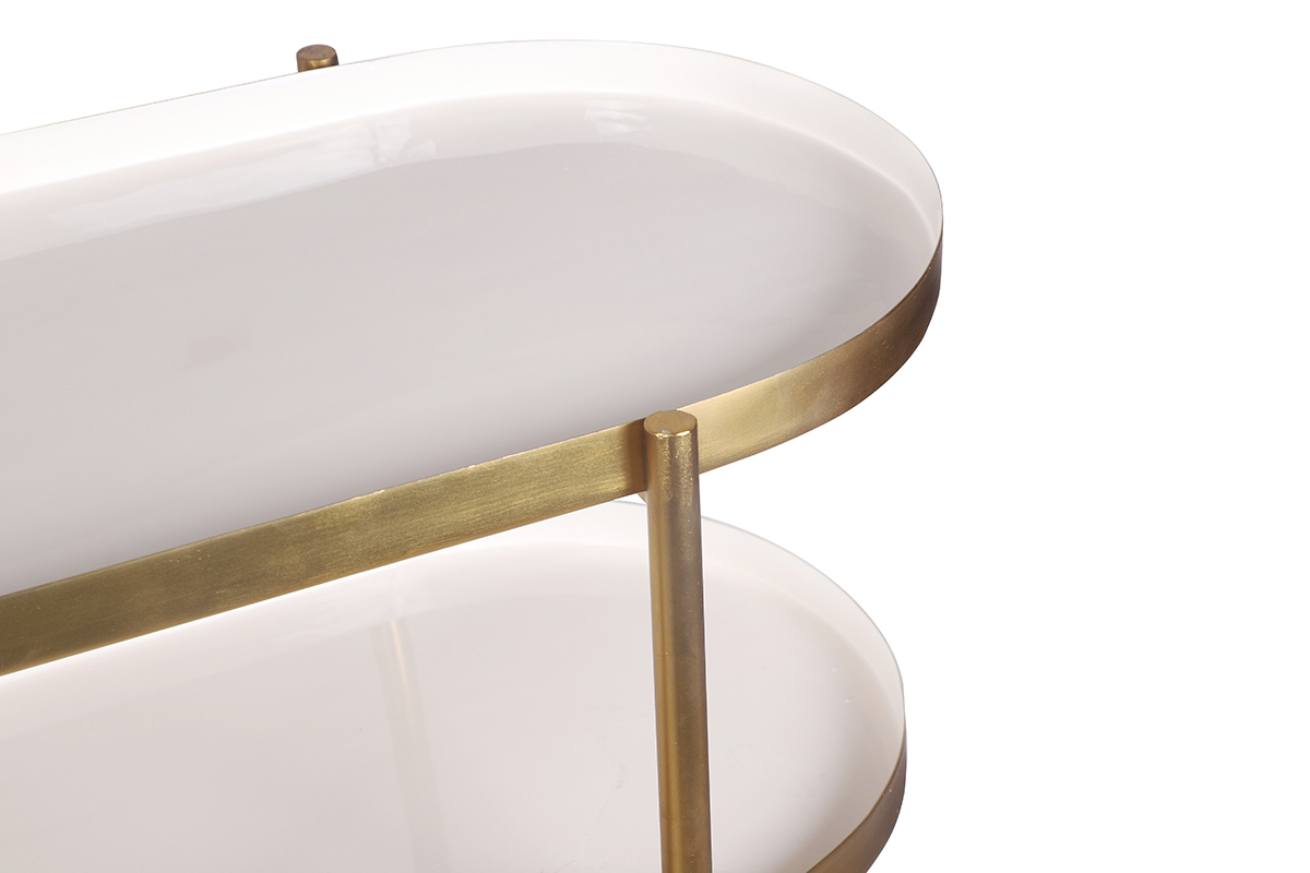 Mesa consola lacada blanca con metal cepillado dorado ZURIA