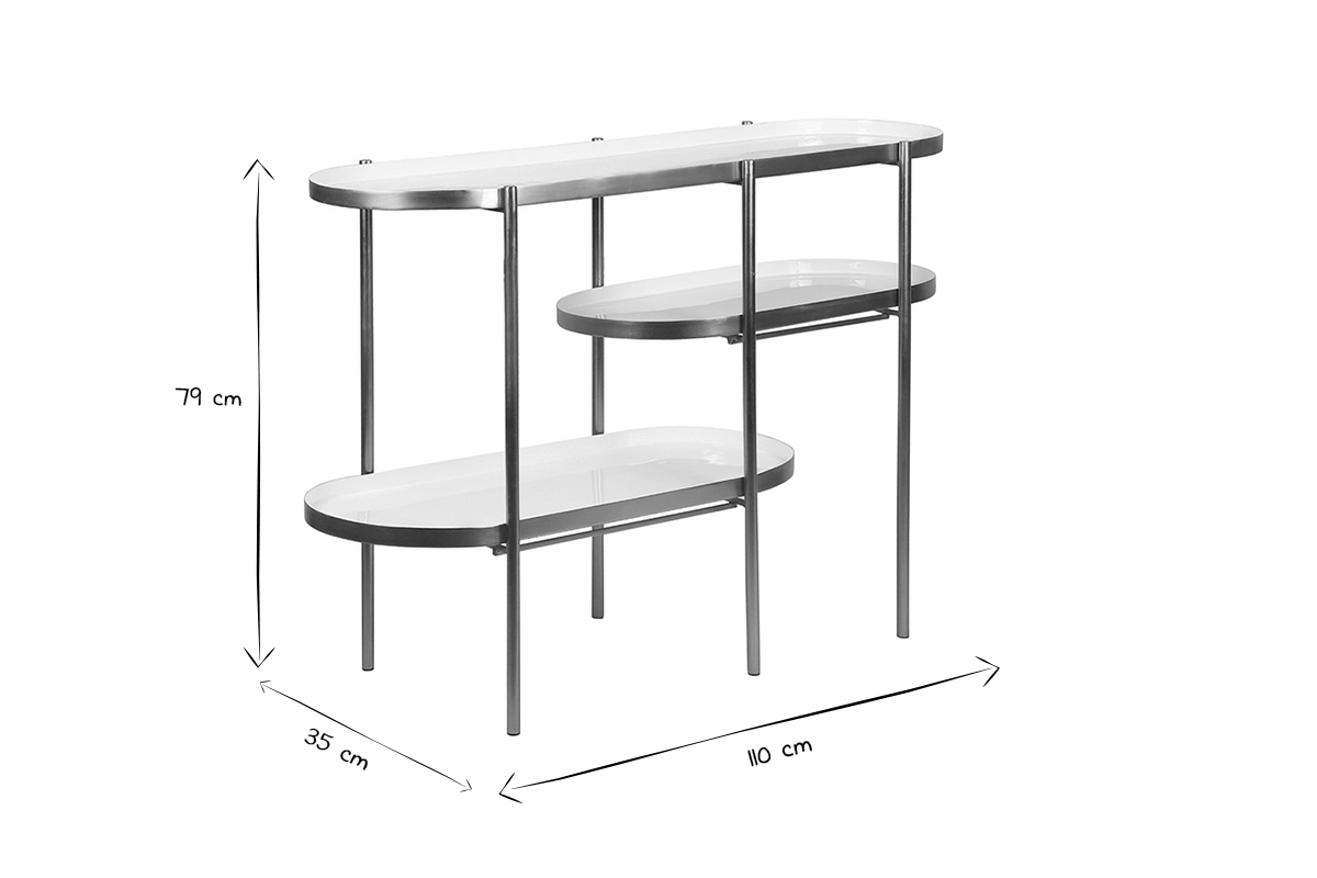 Mesa consola lacada blanca con metal cepillado dorado ZURIA